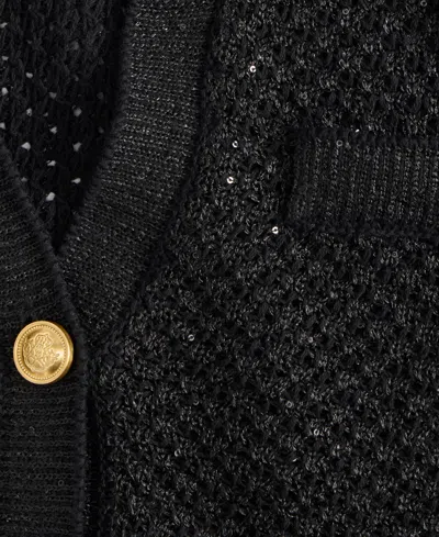 Inc International Concepts Women's Metallic Cardigan, Macy's Exclusive In Black