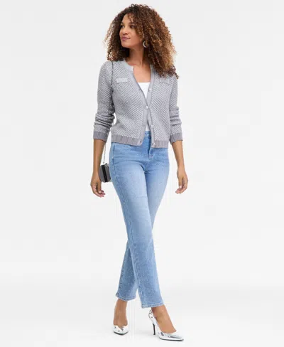 Inc International Concepts Women's Metallic Cardigan, Macy's Exclusive In Gray