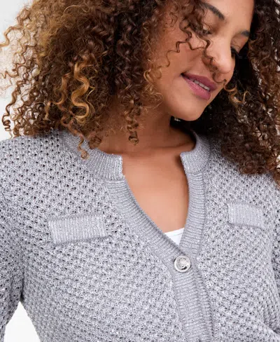 Inc International Concepts Women's Metallic Cardigan, Macy's Exclusive In Gray