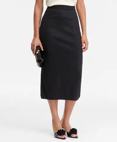 Inc International Concepts Women's Rhinestone Sweater Skirt, Macy's Exclusive In Black
