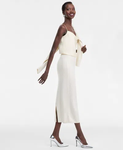 Inc International Concepts Women's Rhinestone Sweater Skirt, Macy's Exclusive In Neutral