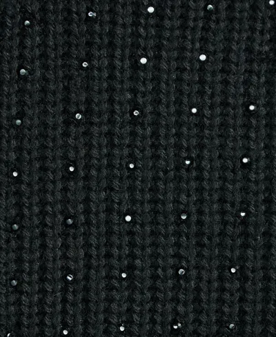 Inc International Concepts Women's Rhinestone Rib Sweater, Macy's Exclusive In Black