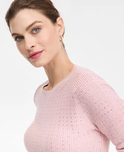 Inc International Concepts Women's Rhinestone Rib Sweater, Macy's Exclusive In Pink