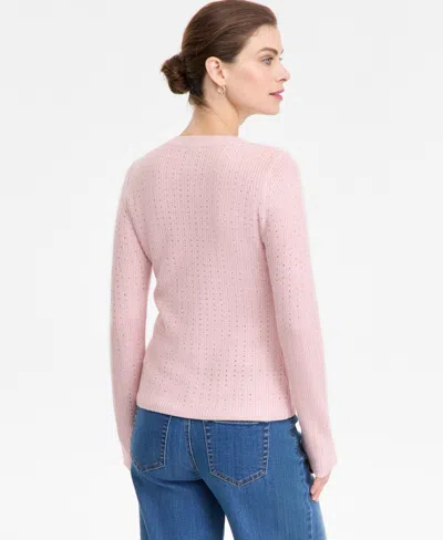 Inc International Concepts Women's Rhinestone Rib Sweater, Macy's Exclusive In Pink