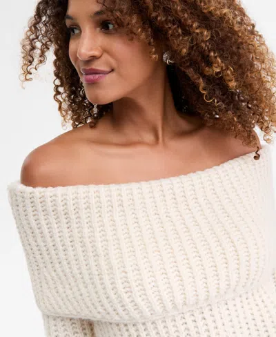 Inc International Concepts Women's Lofty Off-the-shoulder Sweater, Macy's Exclusive In White