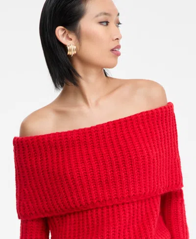 Inc International Concepts Womens Lofty Off The Shoulder Sweater P Xs Xxl Macys Exclusive In Red