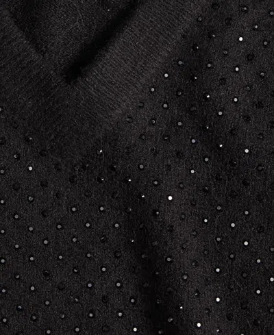 Inc International Concepts Women's Rhinestone Embellished Sweater, Macy's Exclusive In Black