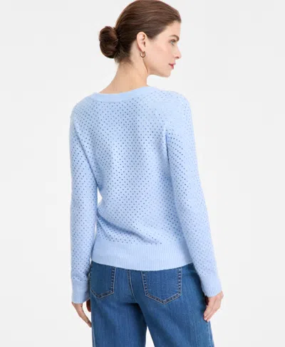 Inc International Concepts Women's Rhinestone Embellished Sweater, Macy's Exclusive In Blue