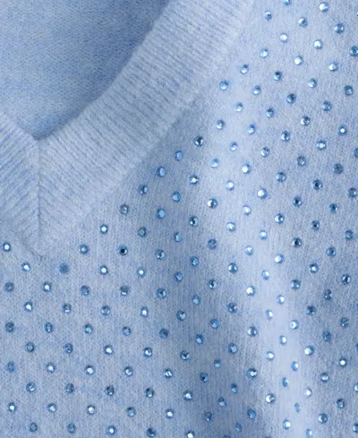 Inc International Concepts Women's Rhinestone Embellished Sweater, Macy's Exclusive In Blue