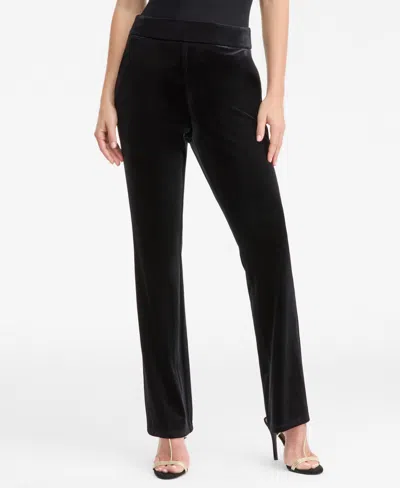 Inc International Concepts Women's High-rise Velvet Flare Pants, Macy's Exclusive In Black