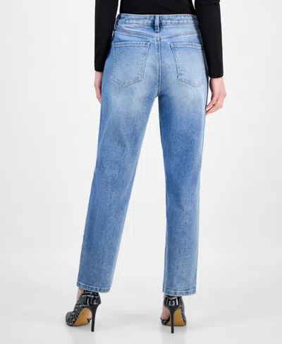 Inc International Concepts Petite Embellished High-rise Straight Jeans, Macy's Exclusive In Blue