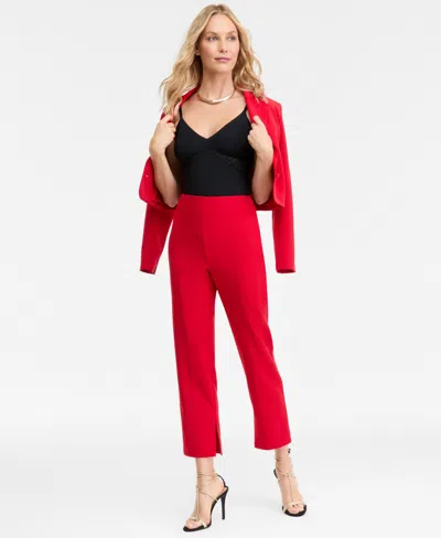 Inc International Concepts Women's High-rise Slim-leg Pants, Macy's Exclusive In Red