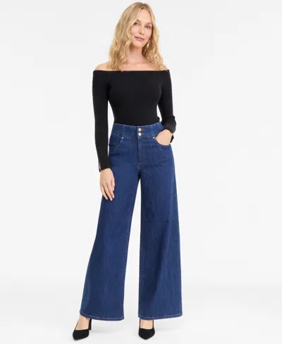 Inc International Concepts Women's High-rise Wide-leg Jeans, Macy's Exclusive In Blue