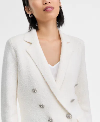Inc International Concepts Women's Boucle Sweater Blazer, Macy's Exclusive In White