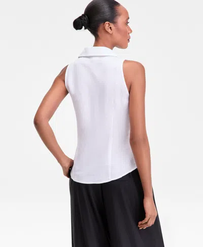 Inc International Concepts Woman's Collared Button-front Top, Macy's Exclusive In White
