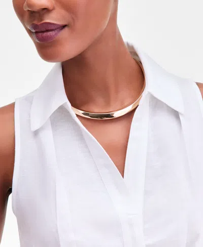 Inc International Concepts Woman's Collared Button-front Top, Macy's Exclusive In White