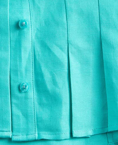 Inc International Concepts Woman's Collared Button-front Top, Macy's Exclusive In Blue