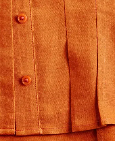 Inc International Concepts Woman's Collared Button-front Top, Macy's Exclusive In Orange