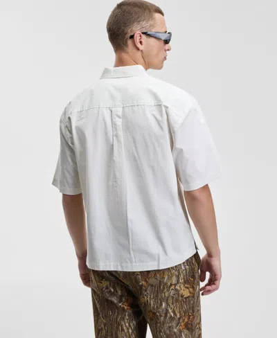 Mode Of One Men's Relaxed Fit Short Sleeve Ripstop Button-front Shirt, Macy's Exclusive In White