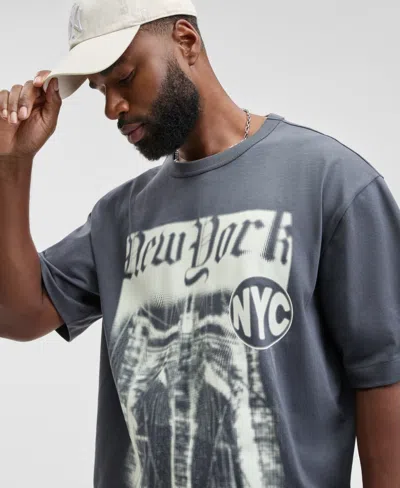 Mode Of One Men's New York Relaxed Fit Short-sleeve Crewneck Graphic T-shirt, Macy's Exclusive In Gray