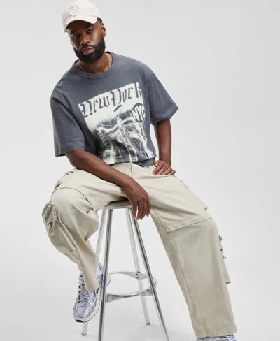 Mode Of One Men's New York Relaxed Fit Short-sleeve Crewneck Graphic T-shirt, Macy's Exclusive In Gray