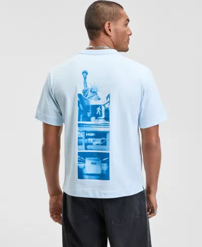 Mode Of One Men's Cityscape Relaxed Fit Short-sleeve Crewneck Graphic T-shirt, Macy's Exclusive In Blue