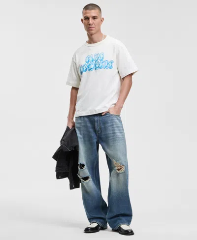 Mode Of One Men's Club Nowhere Relaxed Fit Short Sleeve Crewneck Graphic T-shirt, Macy's Exclusive In Neutral