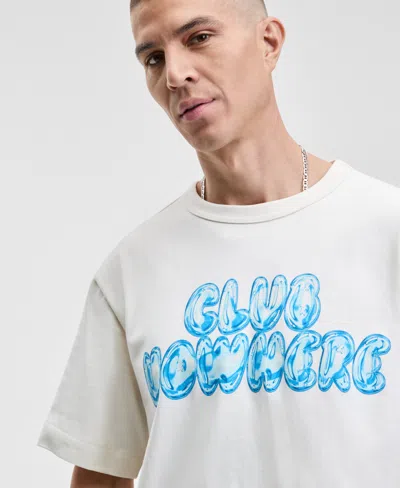 Mode Of One Men's Club Nowhere Relaxed Fit Short Sleeve Crewneck Graphic T-shirt, Macy's Exclusive In Neutral