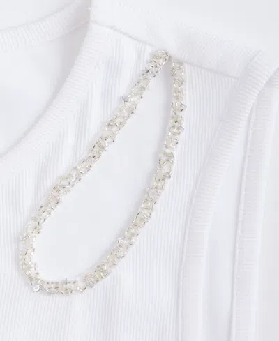 Inc International Concepts Women's Embellished Cutout Sleeveless Top, Macy's Exclusive In White