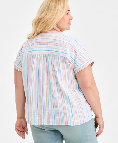 Style & Co Plus Size Striped V-neck Dolman-sleeve Top, Macy's Exclusive In Multi