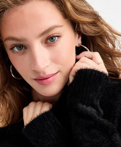 Bar Iii Women's Mock-neck Fuzzy Sweater, Macy's Exclusive In Black