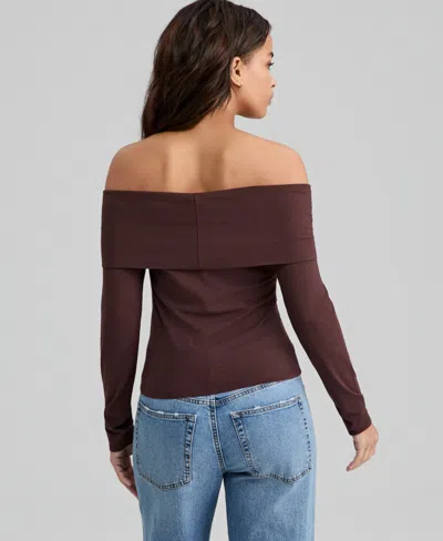 And Now This Petite Off-the-shoulder Top, Macy's Exclusive In Brown