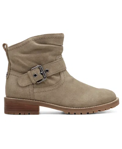 Earth Women's Thrill Buckle Strap Ruched Booties In Brown