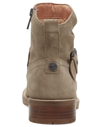 Earth Women's Thrill Buckle Strap Ruched Booties In Brown