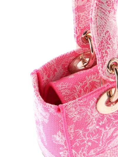 Pre-owned Dior Toile De Jouy Lady D-lite Bag Embroidered Canvas Tote Bag In Pink