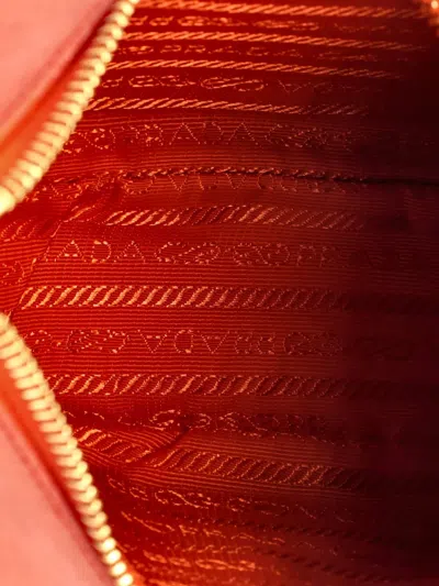 Pre-owned Prada Adjustable Handle Zip Saffiano Leather Mini Hobo Bag In Orange