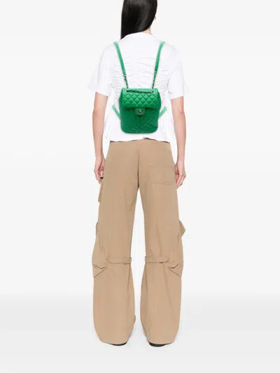 Pre-owned Chanel 2016-2017 Small Lambskin Urban Spirit Backpack In Green