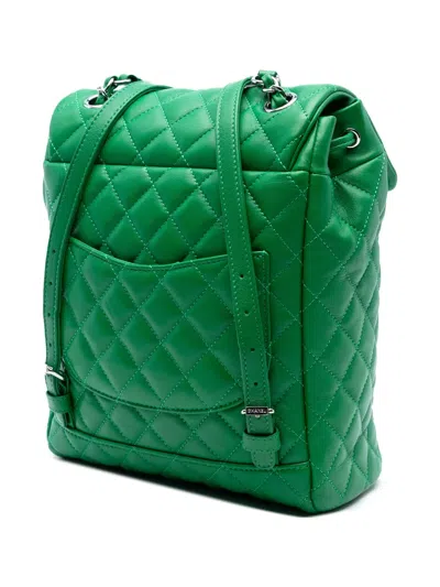 Pre-owned Chanel 2016-2017 Small Lambskin Urban Spirit Backpack In Green