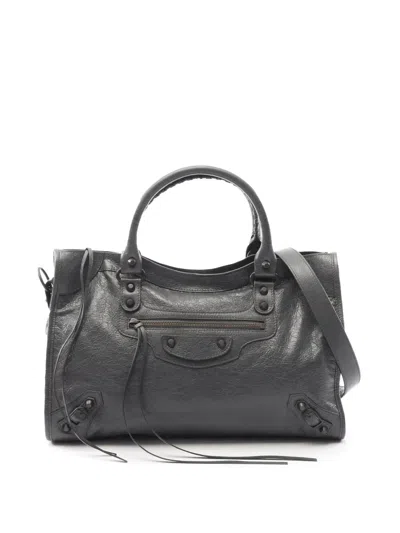 Pre-owned Balenciaga 2010-2025 Medium Calfskin Le City Satchel In Gray