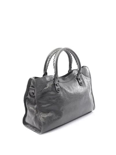 Pre-owned Balenciaga 2010-2025 Medium Calfskin Le City Satchel In Gray