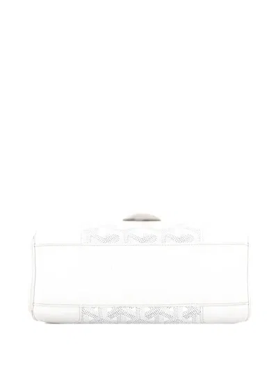 Pre-owned Goyard Saigon Top Handle Bag Coated Canvas With Leather Mini Shoulder Bag In White