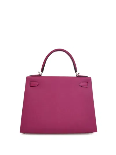 Pre-owned Hermes 2018 Epsom Kelly Ii Sellier 28 Satchel In Purple