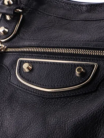 Pre-owned Balenciaga City Classic Metallic Edge Bag Leather Medium Satchel In Black