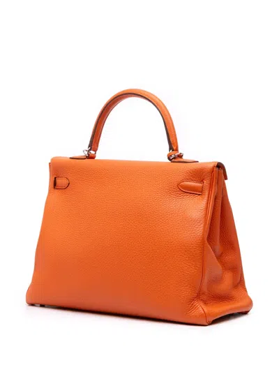 Pre-owned Hermes 2014 Togo Kelly Ii Retourne 35 Satchel In Orange
