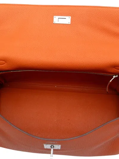 Pre-owned Hermes 2014 Togo Kelly Ii Retourne 35 Satchel In Orange