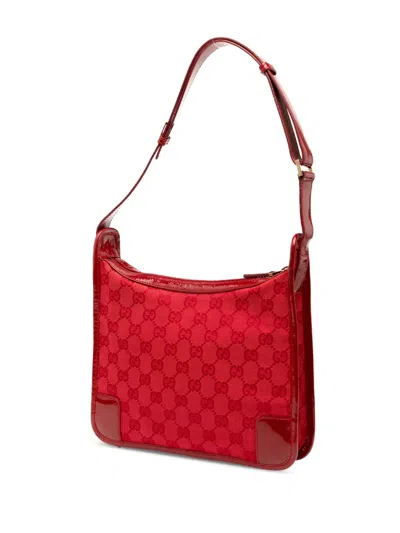 Pre-owned Gucci 2000-2015 Gg Canvas Shoulder Bag In Red