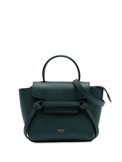 Pre-owned Celine 2010-2025 Pico Grained Calfskin Belt Bag Satchel In Green