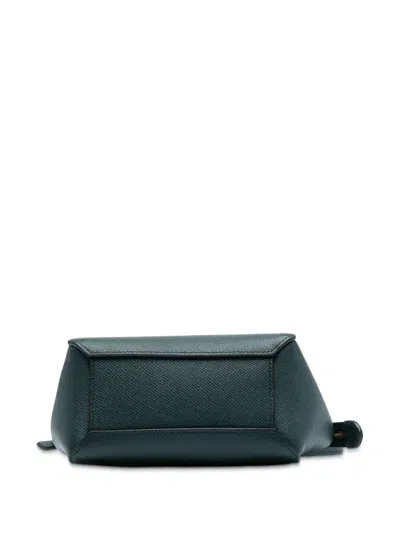 Pre-owned Celine 2010-2025 Pico Grained Calfskin Belt Bag Satchel In Green