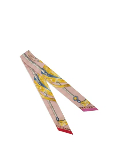 Pre-owned Hermes 2019-2025 Cavalcades Silk Twilly Scarf Scarves In Pink