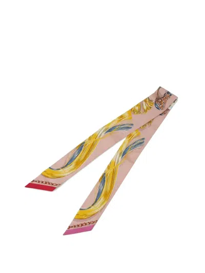 Pre-owned Hermes 2019-2025 Cavalcades Silk Twilly Scarf Scarves In Pink